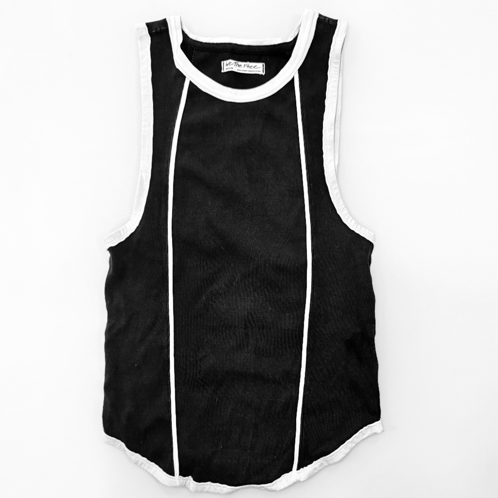Free People - We The Free Ribbed Black & White Tank Women's Size Medium